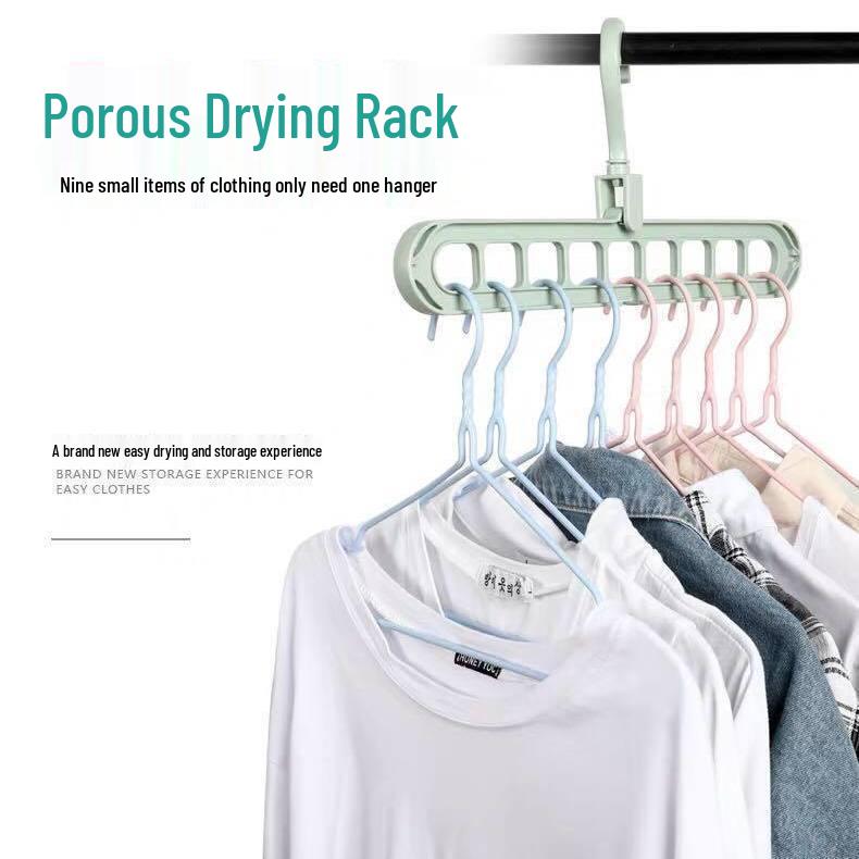 

Influencer Multifunctional Nine-Hole Pants and Clothes Hanger for Wardrobe Storage and Drying светло-синий