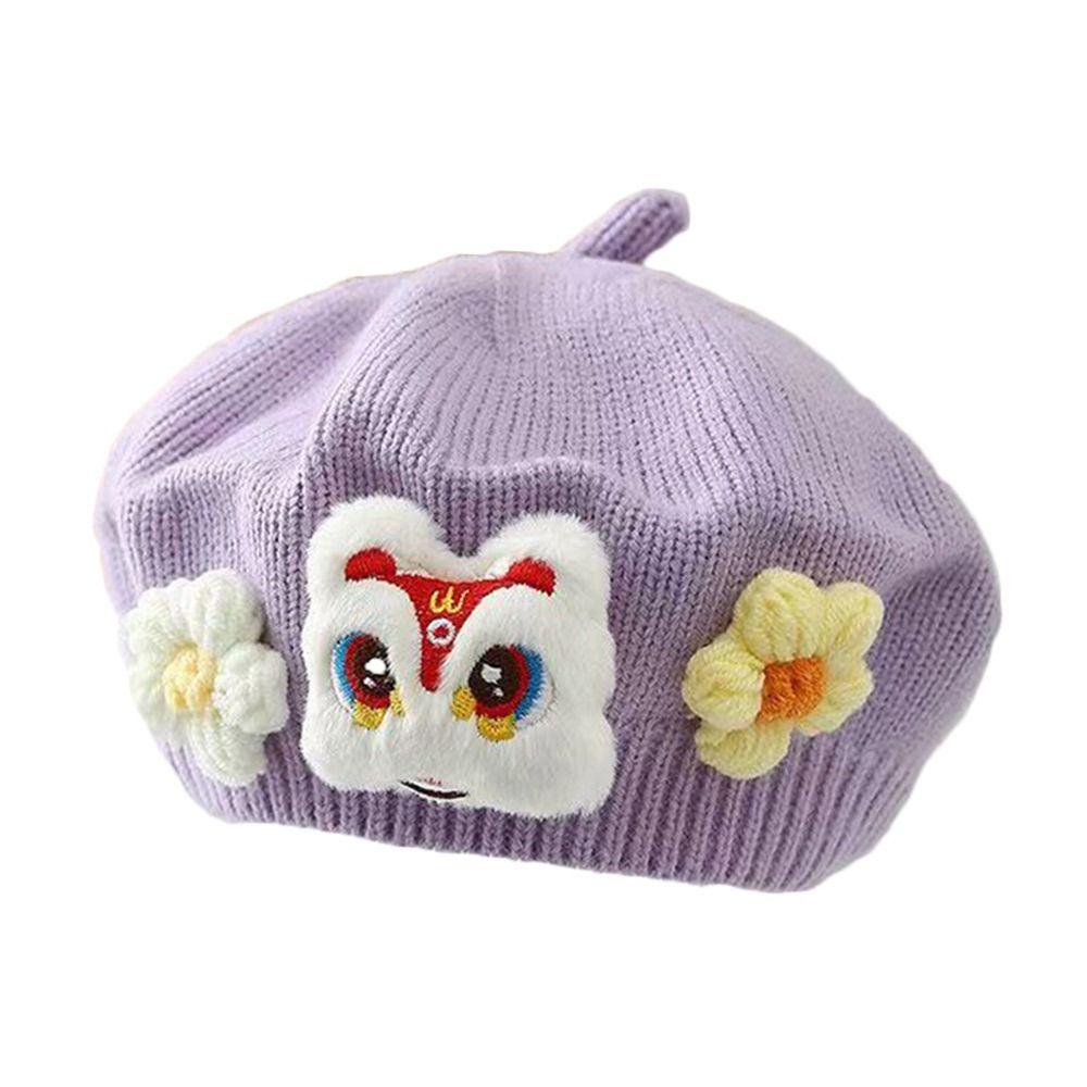Blume Winter Warme Mütze Weiche Strickmütze Niedliche Baby Baskenmütze Kleinkind Prinzessin