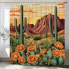 Tropical Plants, Flowers, Cactus Patterns Shower Curtain, Bathroom Decorative Shower Curtain,Home Curtain With Hooks