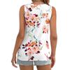 T-shirt estiva con stampa floreale per donna Top casual girocollo senza maniche gilet attorcigliato