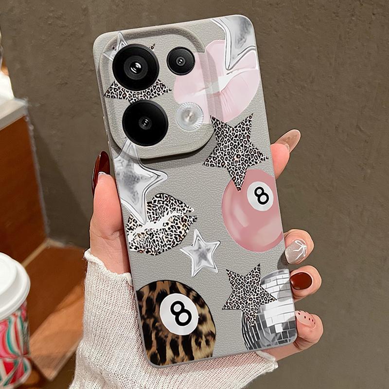 Vintage Leopard Print Stars Billiards Case For Xiaomi Redmi Note 14 13 Pro 5G 4G 12 11 Funda Xiaomi 14T 13T 11T Pro Leather Texture Silicone Cover