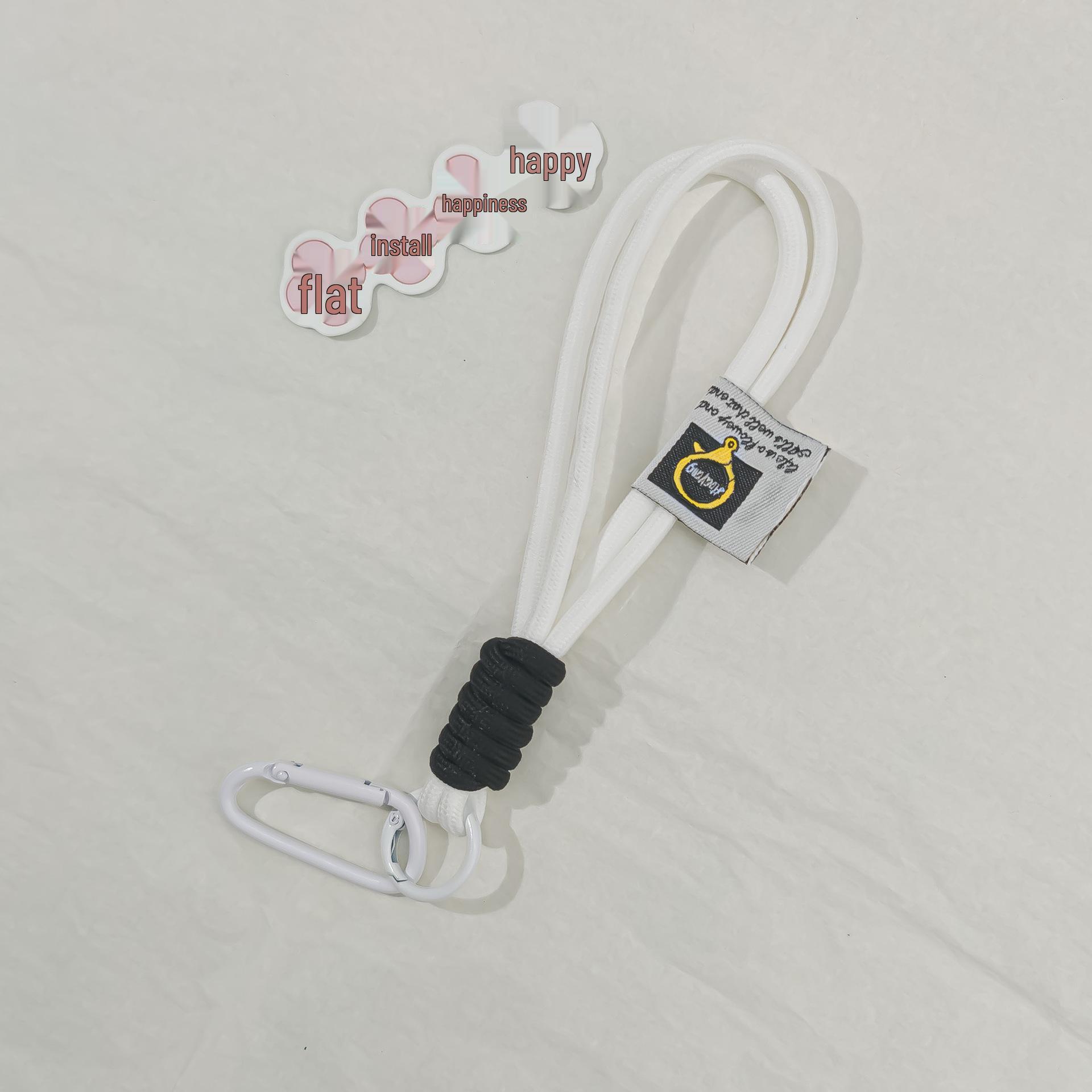 O49 Outdoor Backpack Nylon Woven Keychain Lanyard with Carabiner Spring Loop белый