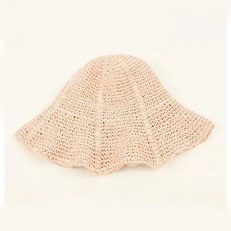 Summer hat ladies beach sun hat Breathable Bucket cap ladies casual  Straw Sunshade Handmade Crochet Foldable Straw Hat Feminino One Size