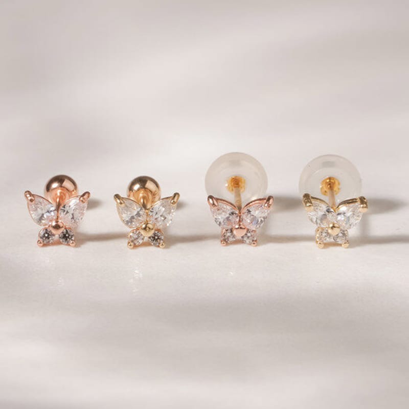JEWNEL 14K Mini Bold Butterfly Piercing Earrings
