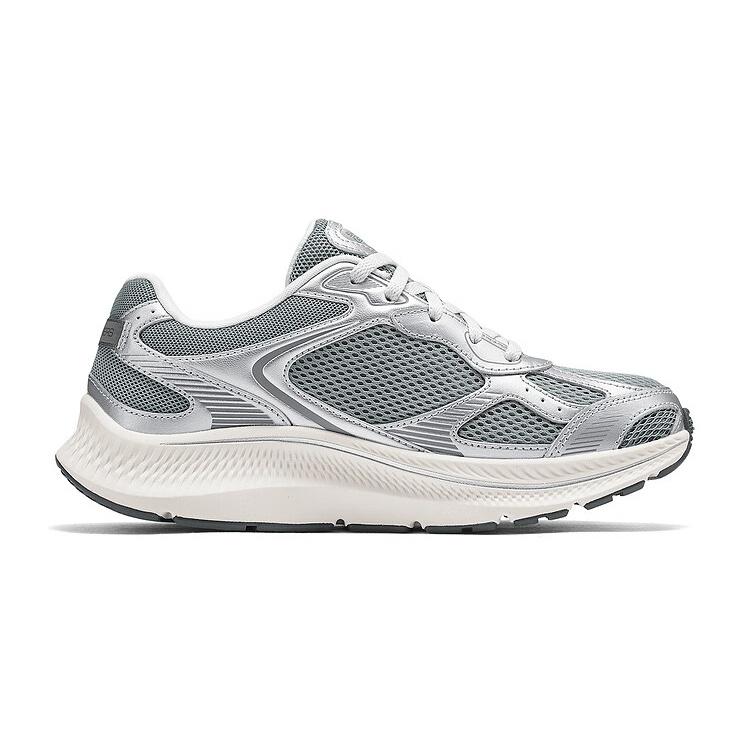 Skechers Lightweight Supportive Breathable Running Shoes Women Sneaker Silver Green 128633-GYSL