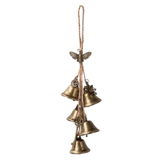 Halloween Door Knob Witch Bell Home Protection Vintage Handmade Indoor Outdoor Hanging Metal Bell Witchcraft Door Hanger Wicca Wind Chime Decoration