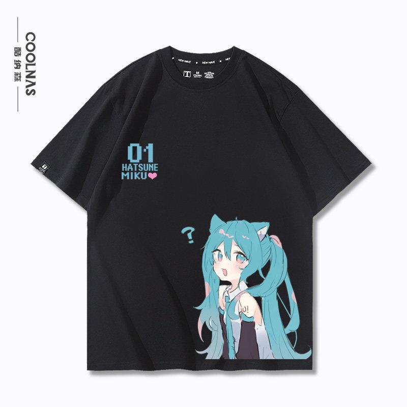 Hatsune Miku Miku Animation Anime Cartoon Around Pure Cotton Printed TShirt New Unisexs and Unisexs Loose Casual TShirt