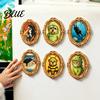 Refrigerator Magnets Ornament 1/6Pcs Halloween Retro Frame Magnet Wood Carved Fridge Metal Surface Decorations Cabinet Whiteboard Magnet for