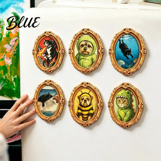 Refrigerator Magnets Ornament 1/6Pcs Halloween Retro Frame Magnet Wood Carved Fridge Metal Surface Decorations Cabinet Whiteboard Magnet for