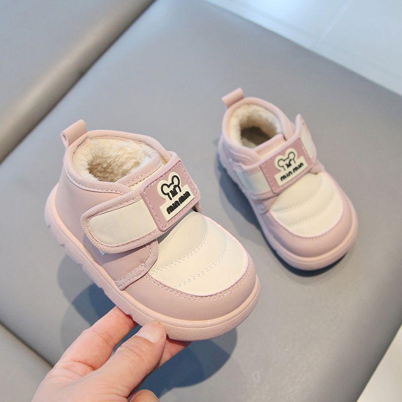 Kids' Cartoon Winter Snow Boots: Soft, Non-Slip, Fleece-Lined Shoes for 1-3 Year Olds.