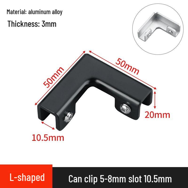 L-Shaped Right Angle Aluminum Kitchen Sink Clamp & Glass Shelf Clip