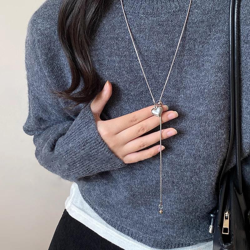 

Korean Silver Color Square Sugar Pulling Pendant Necklace for Women Simple Metal Cube Drop Y-Shaped Sweater Chain Daily Jewelry