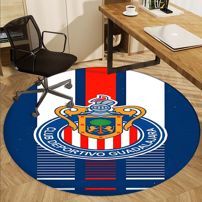 Club Deportivo Guadalajara Muster Runder Teppich, Innen-/Außenmatte, für Picknick, Spielzimmer, Schlafzimmer, Büro, Wohnzimmer, Heimdeko Teppich, Geburtstagsgeschenk