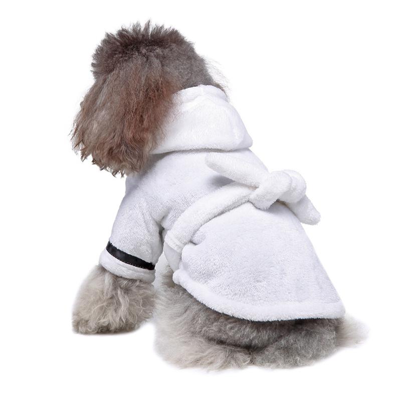 Soft Quick Drying Pet Bathrob Dog Pajama With Hood Cotton Hooded Bathrobe Super Absorbent Dog Bath Towel Pet Supplies