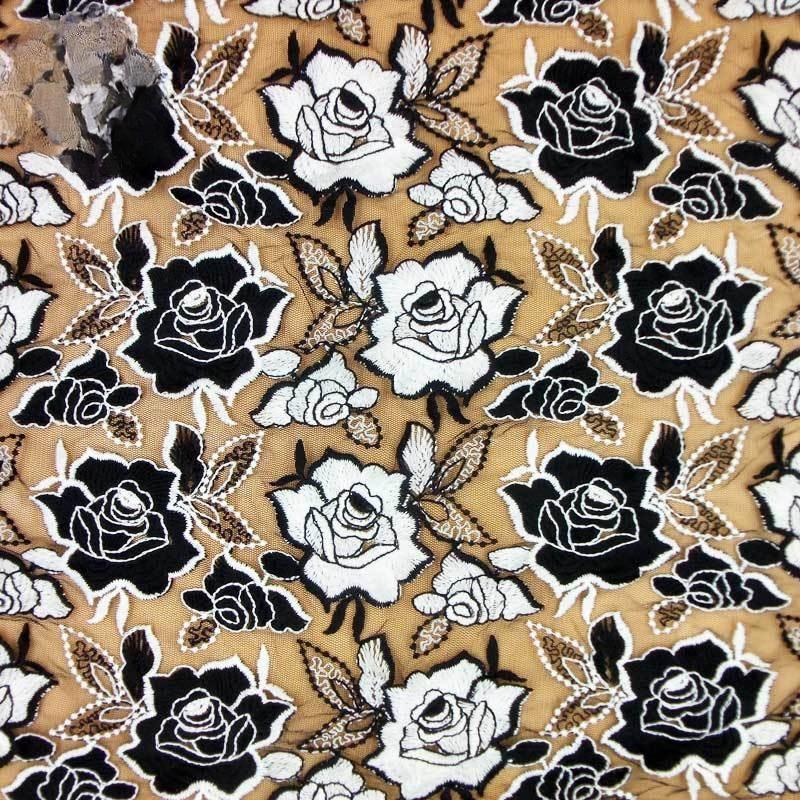 Water Soluble, Fabric, Rose, Mesh Bottom Embroidery, Embroidery Cloth, Two-Color, Dyed, Full Width, Embroidery