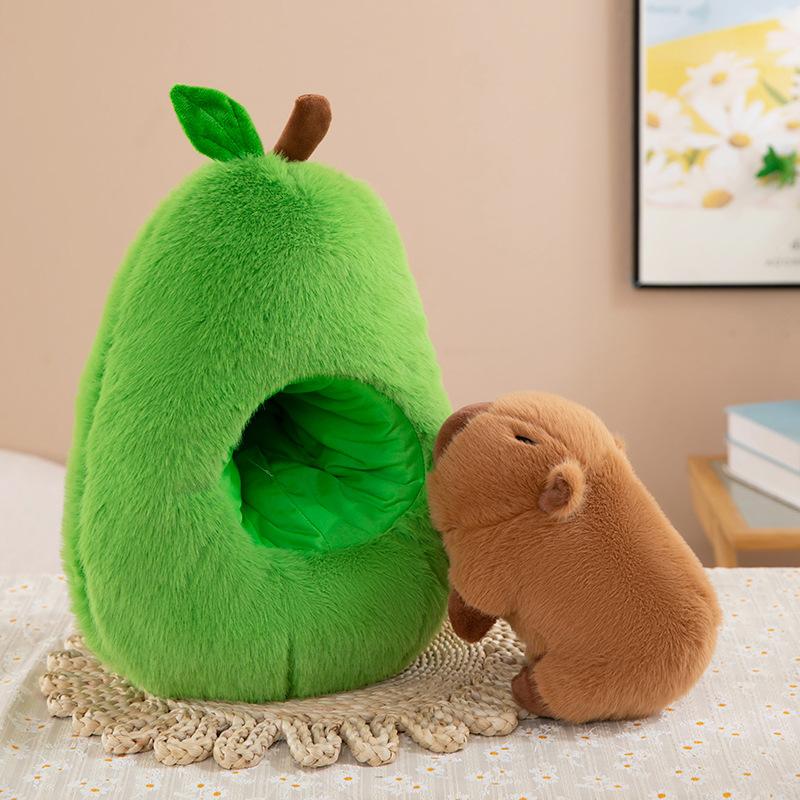 Cute Capybara Avocado Plush Toy Doll Capibala Sleeping Pillow Large Plushie Birthday Gift Kawaii Creative Fruit Rag Doll Cushion