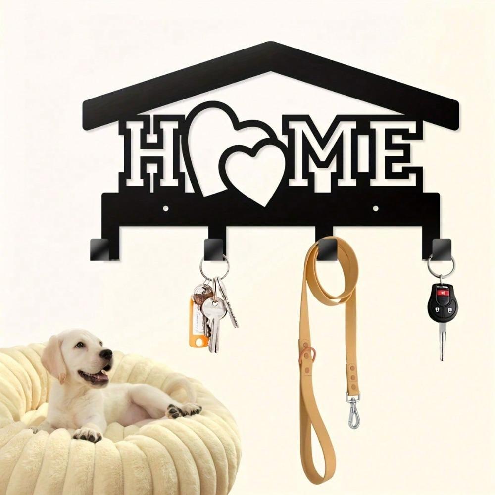 Rust Resistant Metal Wall Mounted Key Holder Dog Leash Hook Retro Rock Style Multifunctional Rack for Entryway Garage Decor