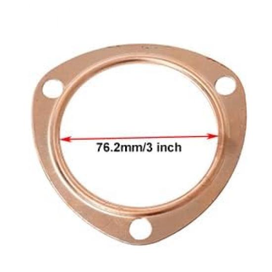 2 PCS 3 Inch Copper Header Exhaust Collector Gaskets, Exhaust Gaskets, Durable, Reusable for SBC BBC 302 350 454 383 Exhaust Gaskets (3 Bolt Pattern)