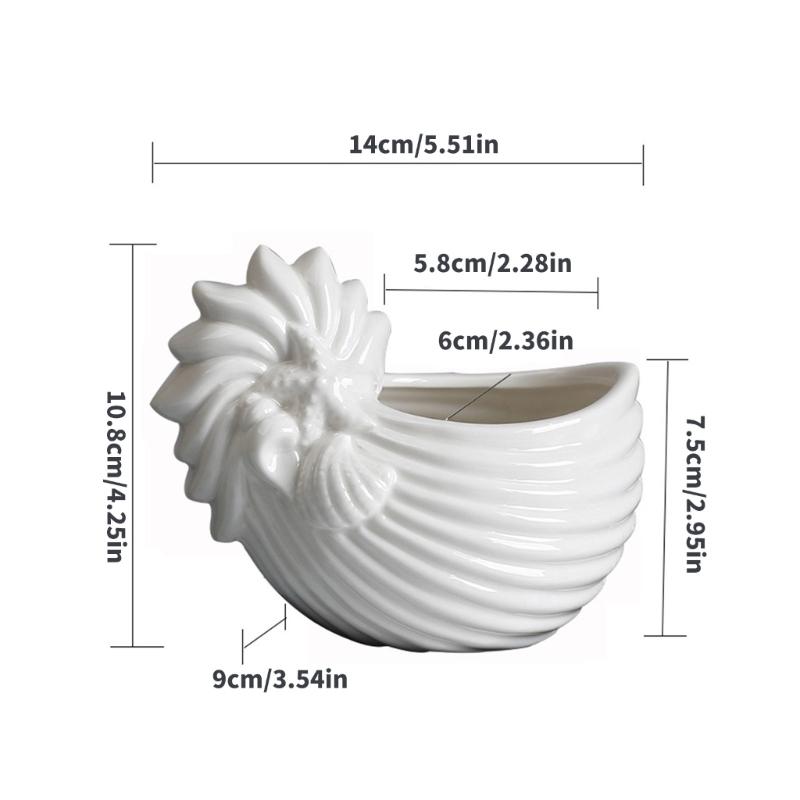 Ceramiczny Świecznik w Kształcie Muszli do Wystroju Domu Motyw Oceaniczny Doniczka na Sukulenty Miniaturowa Doniczka Dekoracyjny Pojemnik