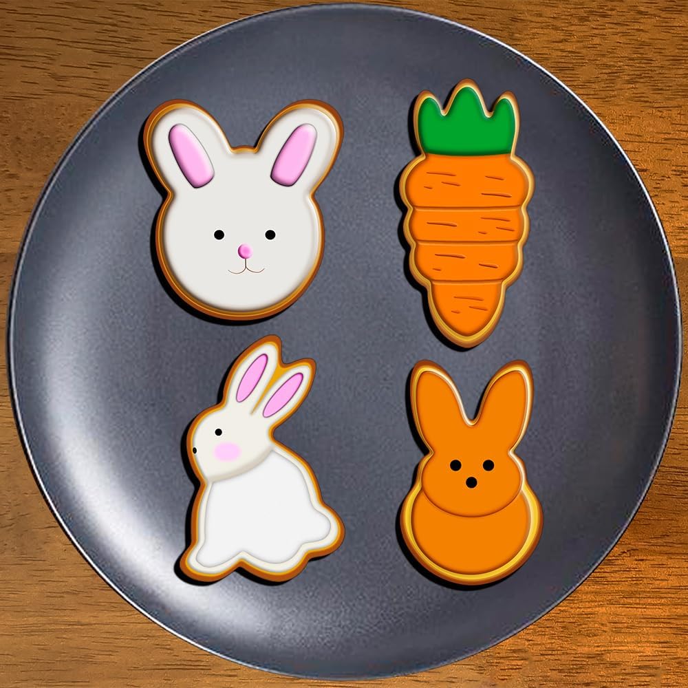 Easter Cookie Cutters Set - Bunny, Egg, Bunny Face, Rabbit, Butterfly, Flower, Chick, Carrot, Four Leaf Clover - 9PCS Easter Cookie Cutters - Large