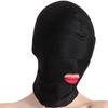 Full Enclosed SM Hood: Black Open Mouth & Eyes Dog Slave Mask