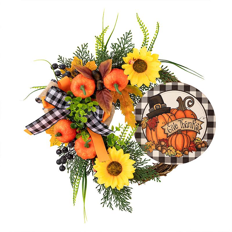 

День Благодарения Имитация Подсолнуха Домашняя Вечеринка Искусственная Ягода Сад Двор Мультяшный Тыквенный Узор Рукоделие 40см*40см