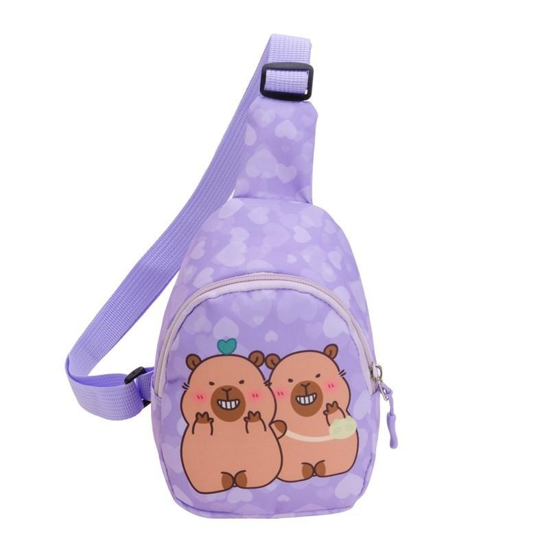 Childrens Crossbody Capybara Bag Cute Cartoon Design Lightweight Material Nylon
