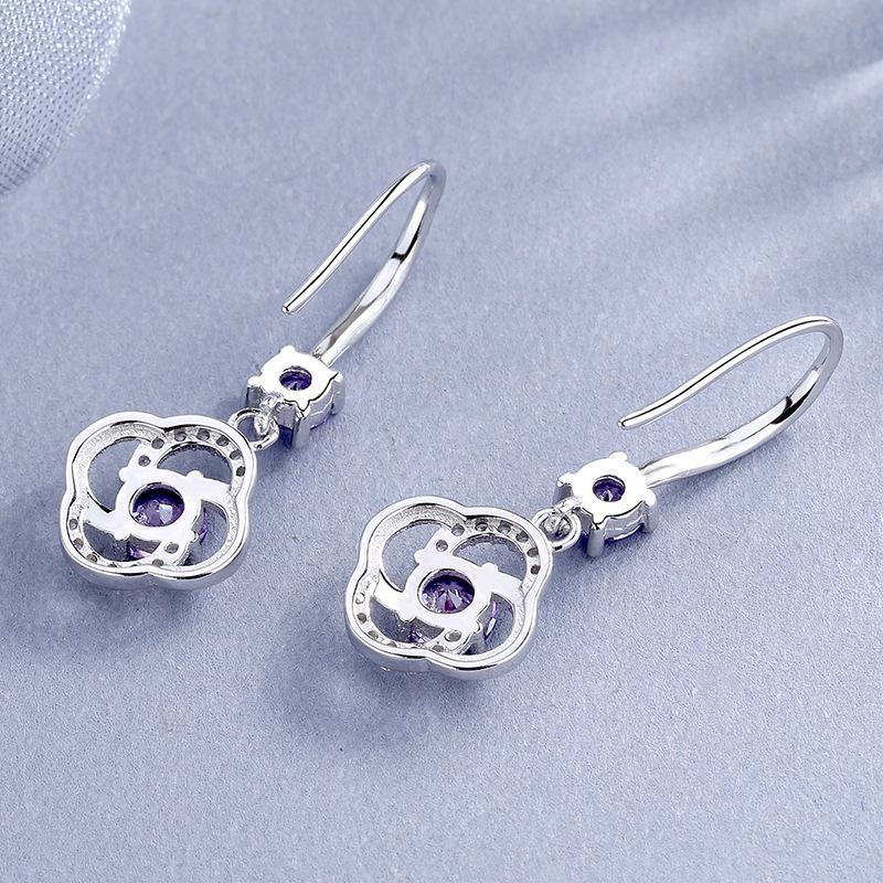 S925 Sterling Silver Clover Earrings Temperamental Long Eardrops Hipster Super Fairy Stud Earrings Ear Hooks