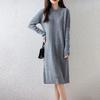 Women Sweater Dress 100% Wool MODERN NEW SAGA Turn-down Collar Knit Long Pullover Winter Jumpers Wool Long Dress Female