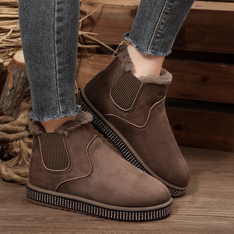 Fashion warm snow boots women's 2025 autumn and winter new comfortable and versatile casual flat-bottomed short boots children wear outside