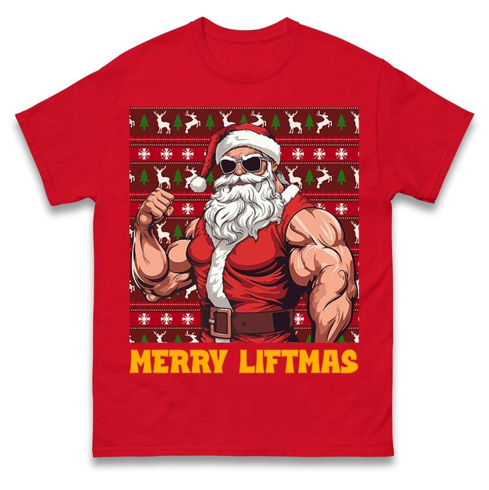 Merry Liftmas Funny Gym Santa TShirtBodybuilder Christmas Tee Fitness Lover S