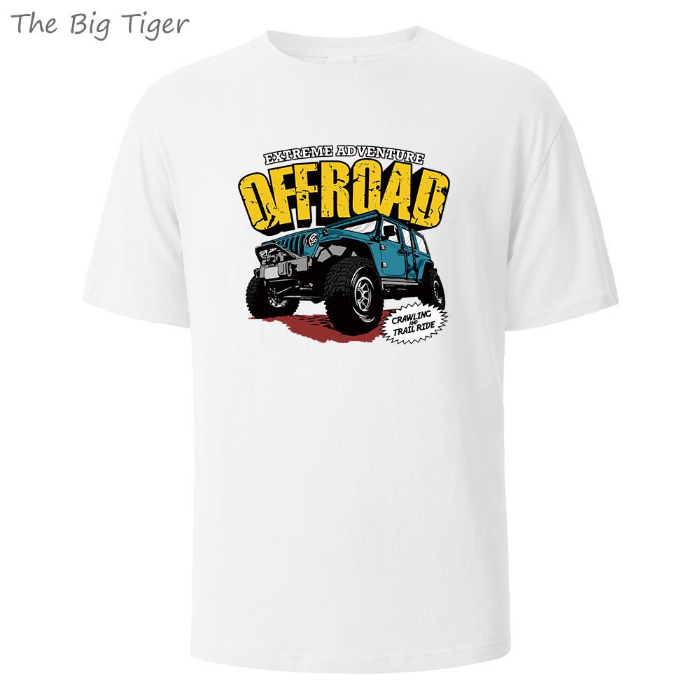 Offroad vehicle Printing Comfortable Cotton Tshirt Men Simple Crew Neck Design Soft Breathable Short Sleeve Basic Mens Tshirt S