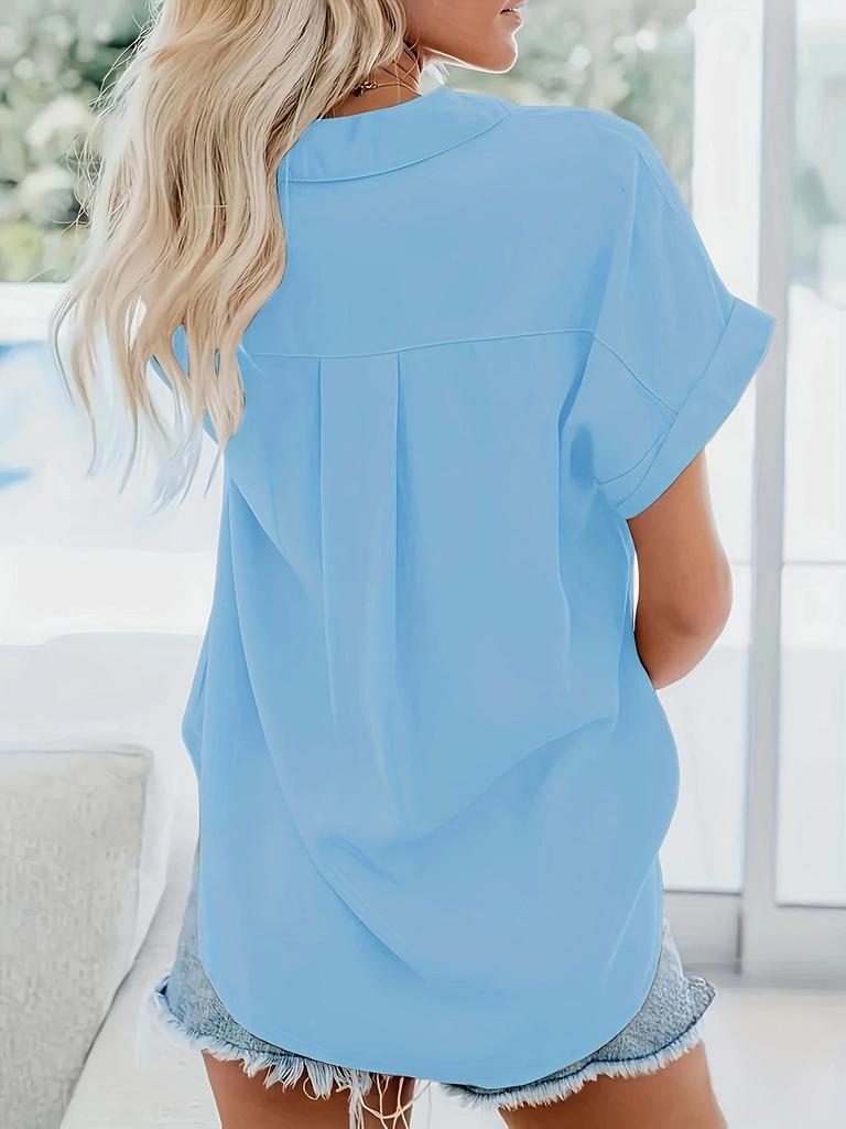 Women's 2025 Summer Exclusive Short-Sleeve Lapel Button-Down Shirt