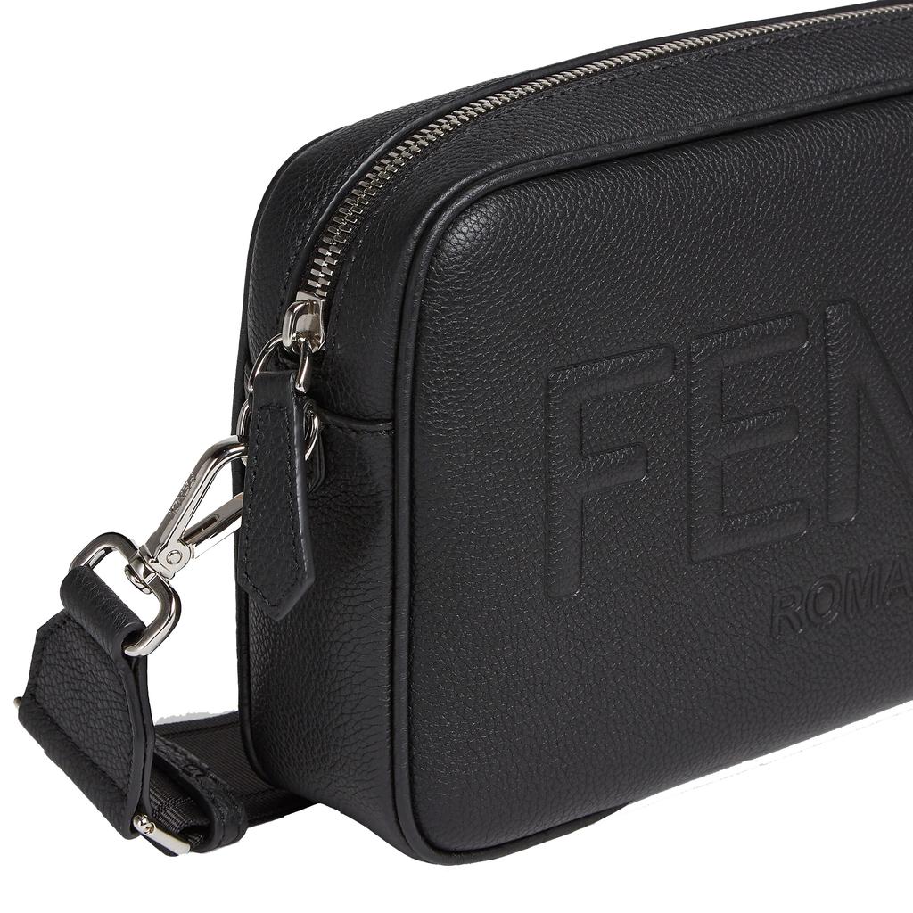 Fendi Logo Zip Camera Bag Men Shoulder Bag Black 7M0286-AMAC-F0GXN