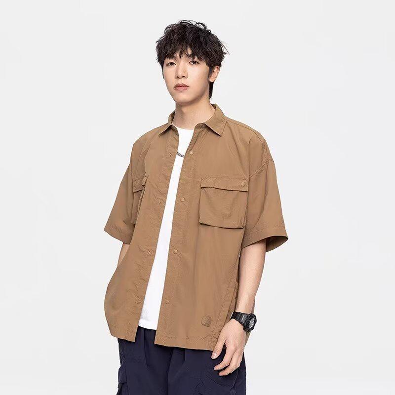 Tide Brand Summer New Ultra-Thin Quick-Dry Japanese Workwear Short-Sleeve Retro Loose Shirt