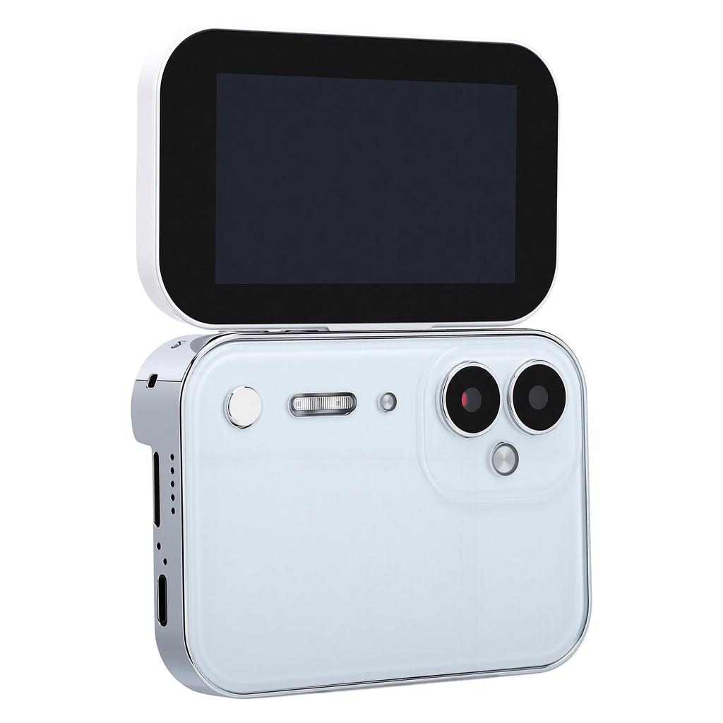 4K Digital Music Camera 3 Inch 180 Degree Flip Touchscreen 64MP CCD Camera Support Music Playback Movies Watching White