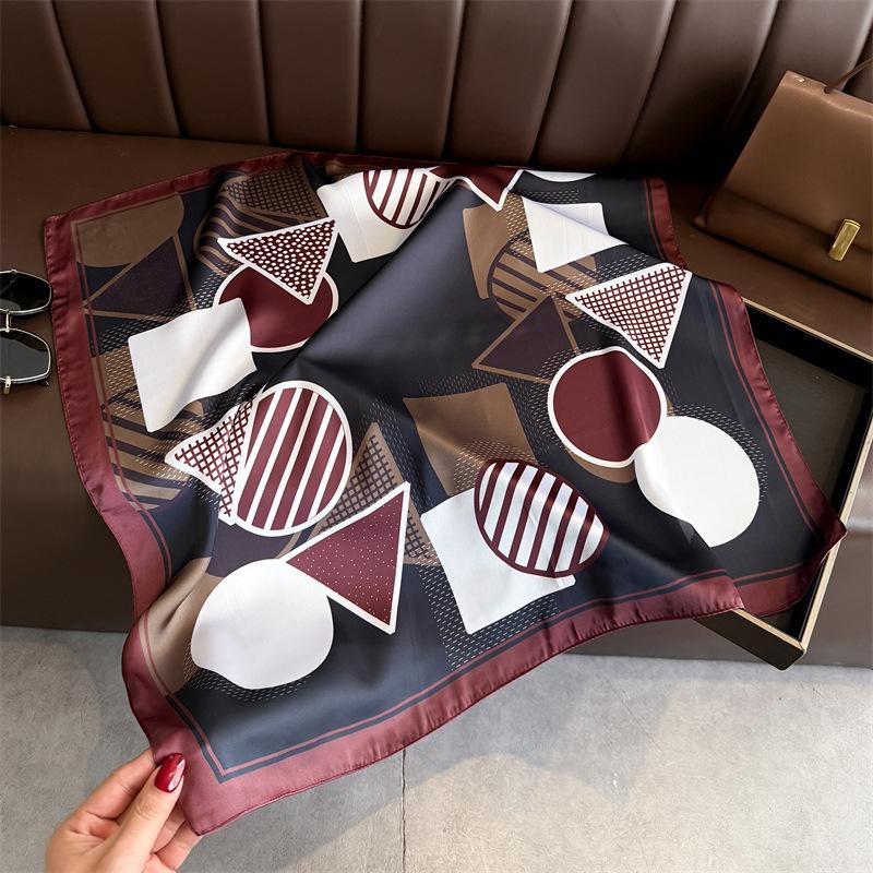 New Color-Block Printed Scarf Luxury Soft Satin Stylish Versatile Neck Scarf For Women Hairbands Headscarf Bandana