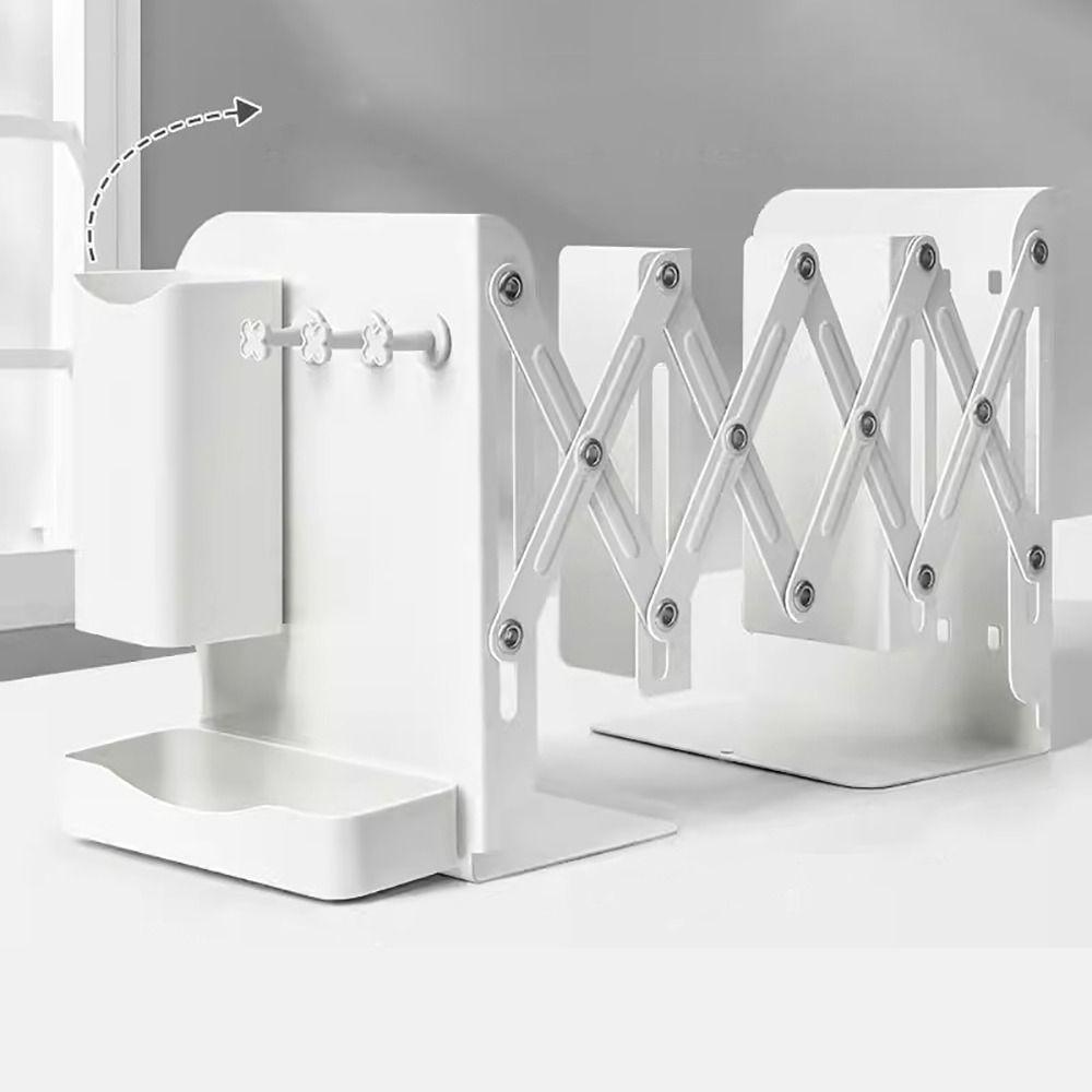 Adjustable Scalable Bookshelf Metal Book Stand Durable Telescopic Bookends