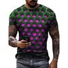 Summer fashion optical illusion 3D printed pattern men's round neck casual short sleeved T-shirt