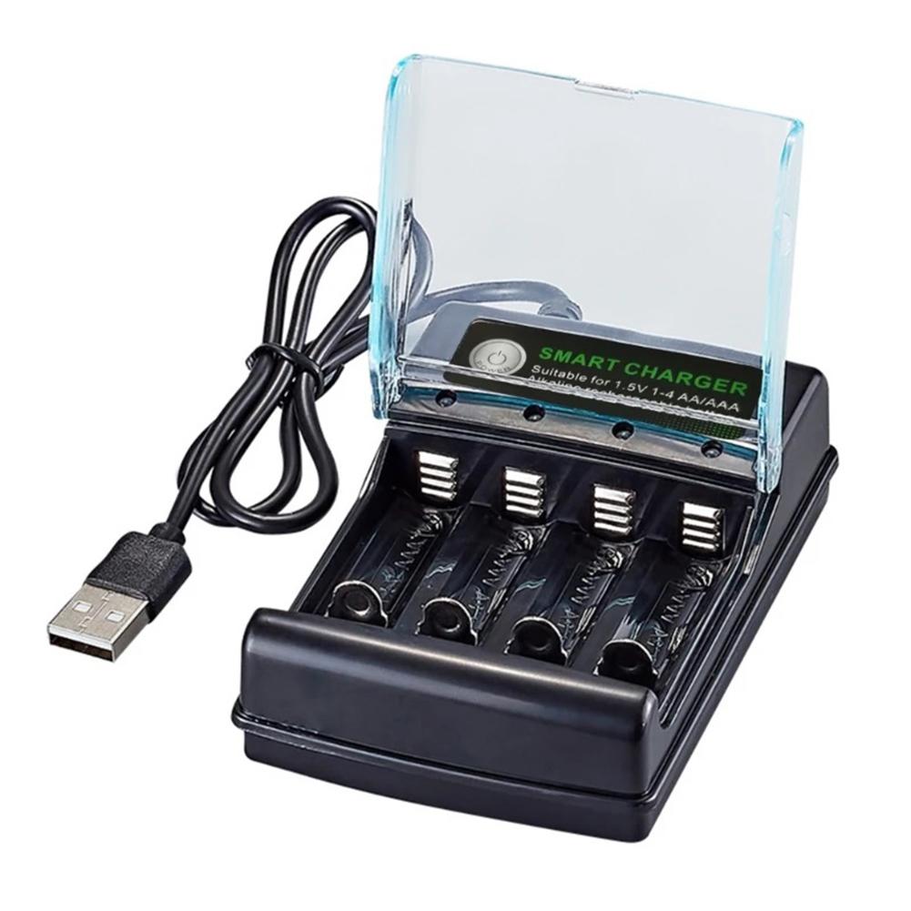 4-слотовое зарядное устройство для аккумуляторов с USB-кабелем Быстрое умное зарядное устройство Интеллектуальное зарядное устройство для аккумуляторов Умное зарядное устройство для аккумуляторов 1,5 В AA/AAA China Mainland