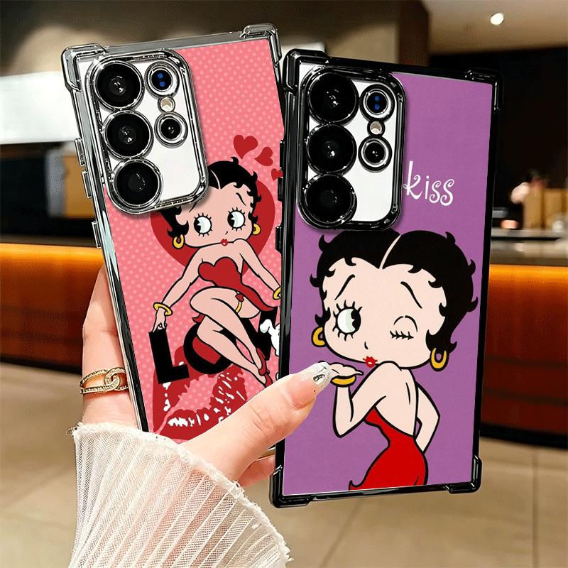 B-Bettys B-Boops Girl Plating Phone Case For Samsung Galaxy S24 S25 FE S26 Edge S23 Ultra S22 S21 Plus S20 Anti-Fall Airabag Cov