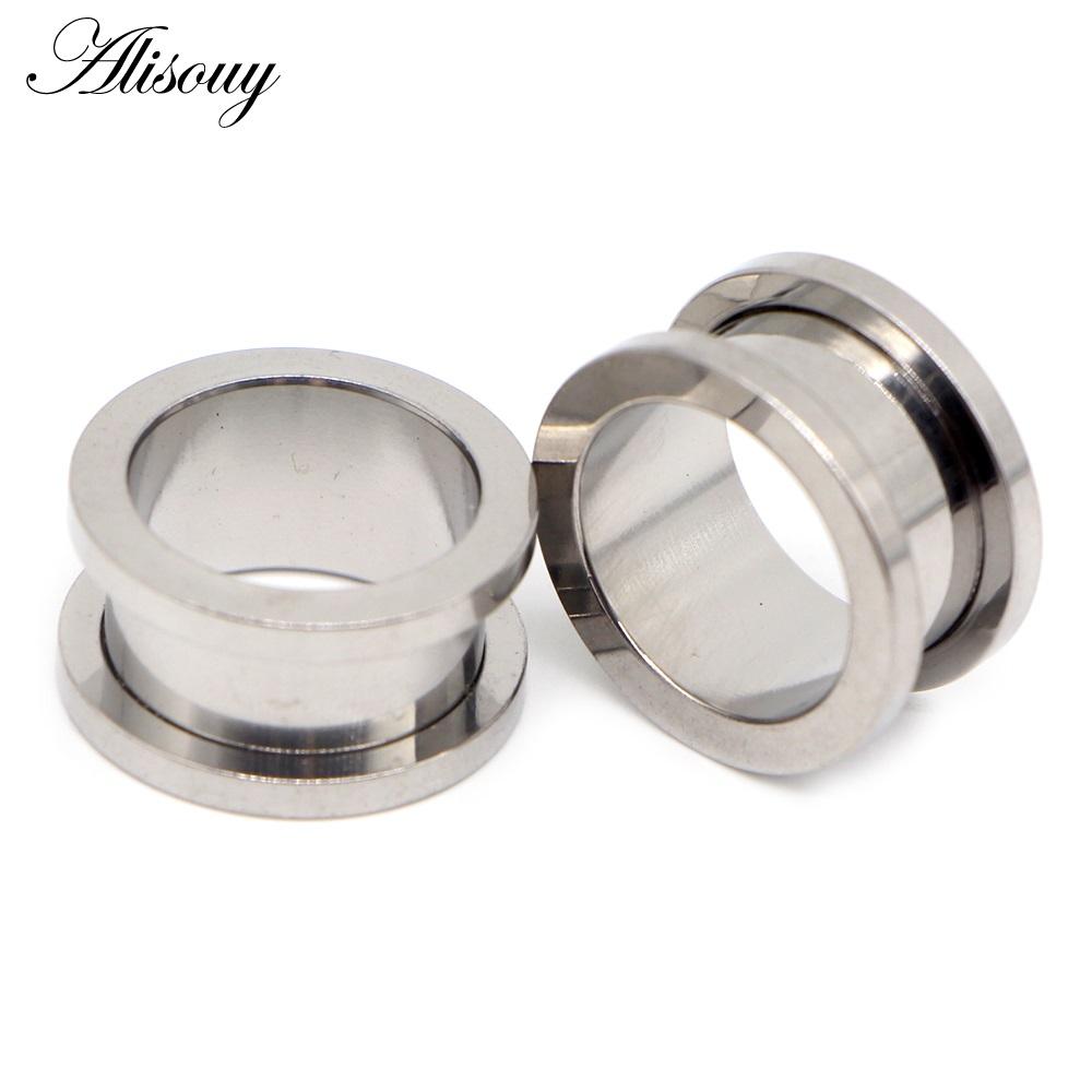 New 2pcs Colorful Anodized Stainless Steel Screw Fit Ear Flesh Tunnel Earring Plug Expander Body Jewelry Piercing Earlet Gauges