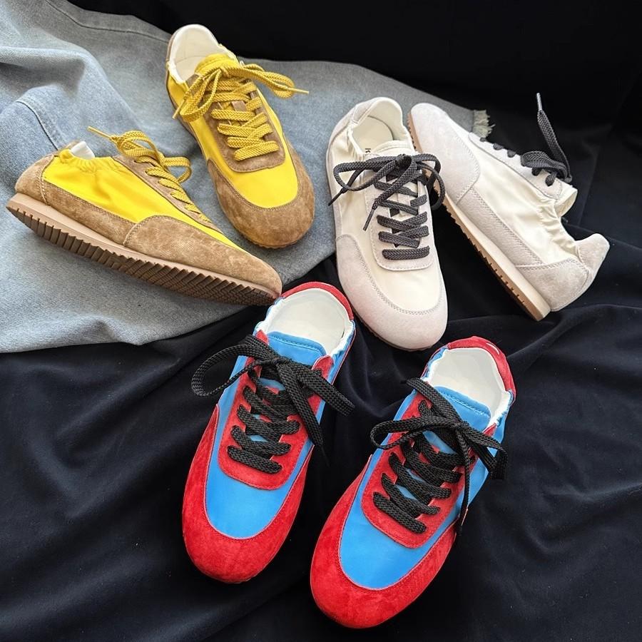 

Версия из коровьей кожи ~ нишевый бутик, новые кожаные кроссовки в стиле ретро, немецкие кроссовки, женские туфли Forrest Gump, показные туфли, маленькие повседневные туфли 35