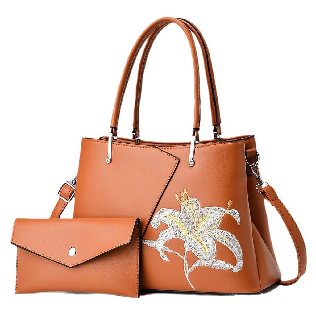 Fashionable Patchwork Embroidered Handbag  Macaron Mother and Child Bag  Versatile and Stylish Large-capacity Crossbody Bag  Trendy