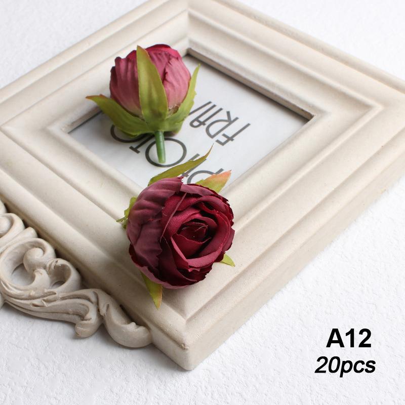 

20Pcs Silk Rose Artificial Flowers High Quality Fake Flower Wedding Decoration Party Home Room Decor Garden Craft Diy Wreath A12