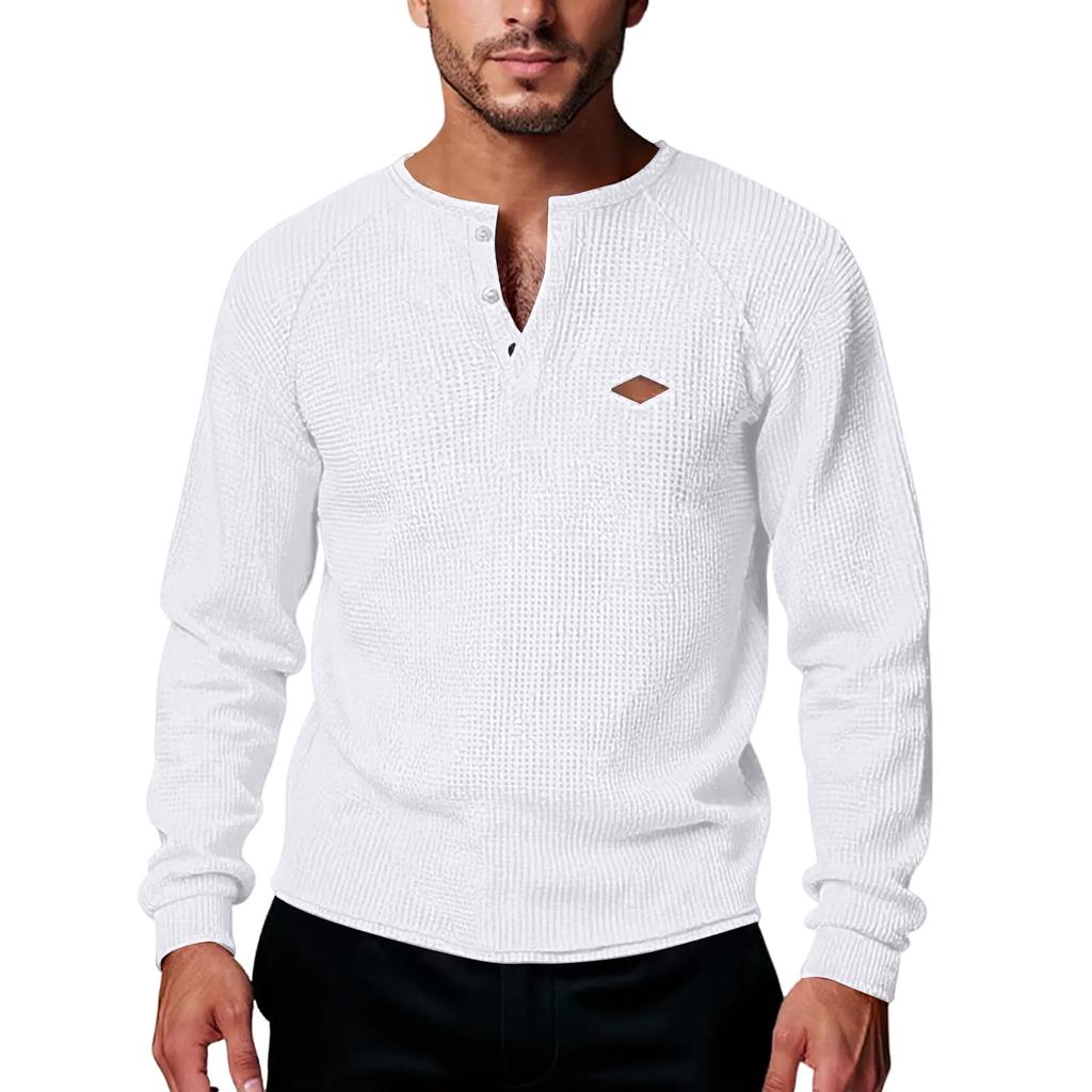 Men's Casual Solid Color Buckle Quick Dry Shoulder  Long Sleeved
