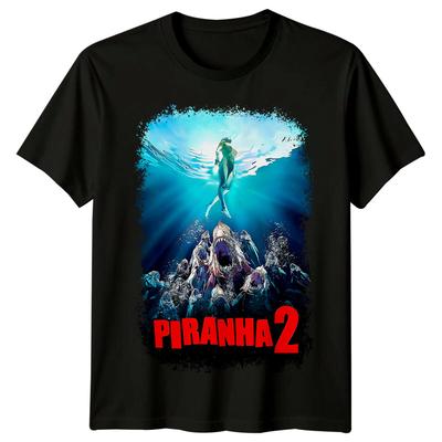 Piranha II- Tarło (1982) Koszulka Bawełniana 100% Inspirowana Plakatem Filmowym Męskie Koszulki Top Retro Koszulka z Lat 80.