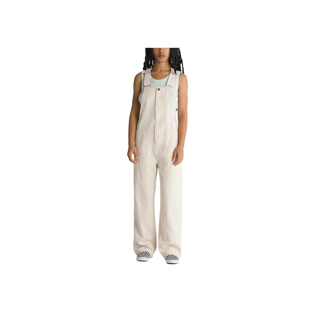 Vans Einfarbiger Mid Waist Straight Leg Overall Damenoverall Off-White VN000G9S7VJ