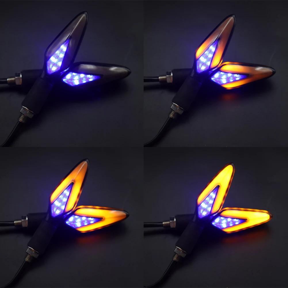 2Pcs Motorbike Dynamic LED Lamp Scooter Accessories Motorcycle 12V IP68 Turn Signals Flowing LED Tail Light Dual Colors