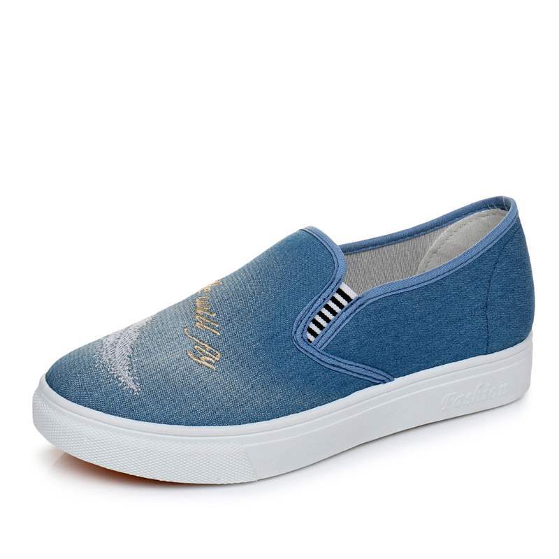 Cloth shoes Spring and autumn denim canvas shoes Flat-bottomed lazy one-pedal single shoes